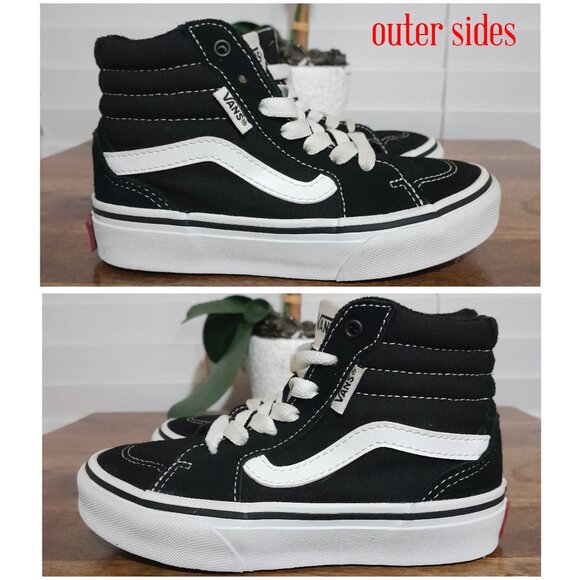 Little Kid's Black White High Top Vans Sneakers sz 11 - Picture 3 of 8